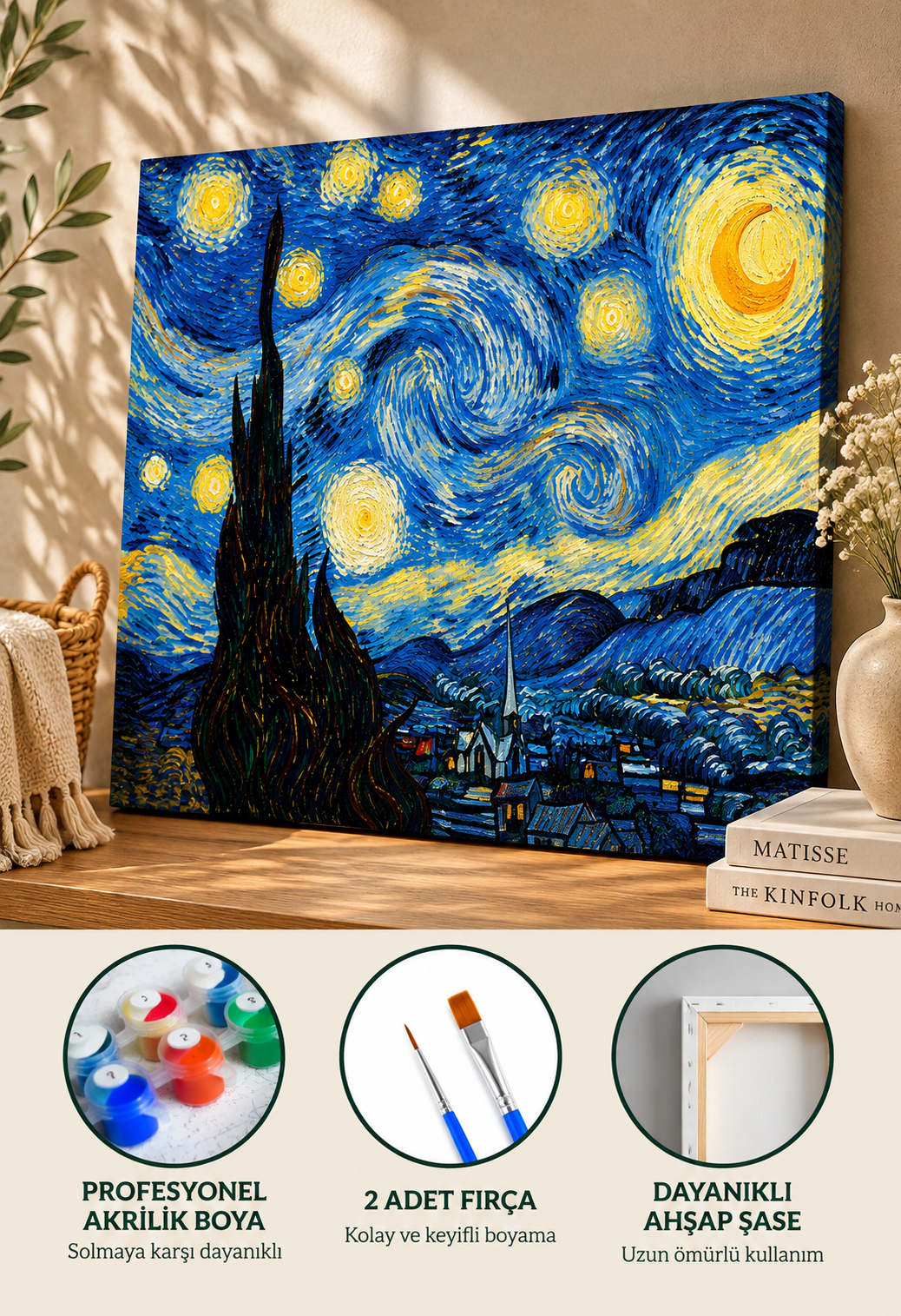 Van Gogh Yıldızlı Gece Sayılarla Boyama Seti